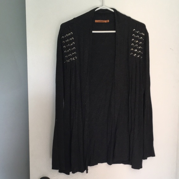 Dark gray open sweater. - Picture 4 of 5